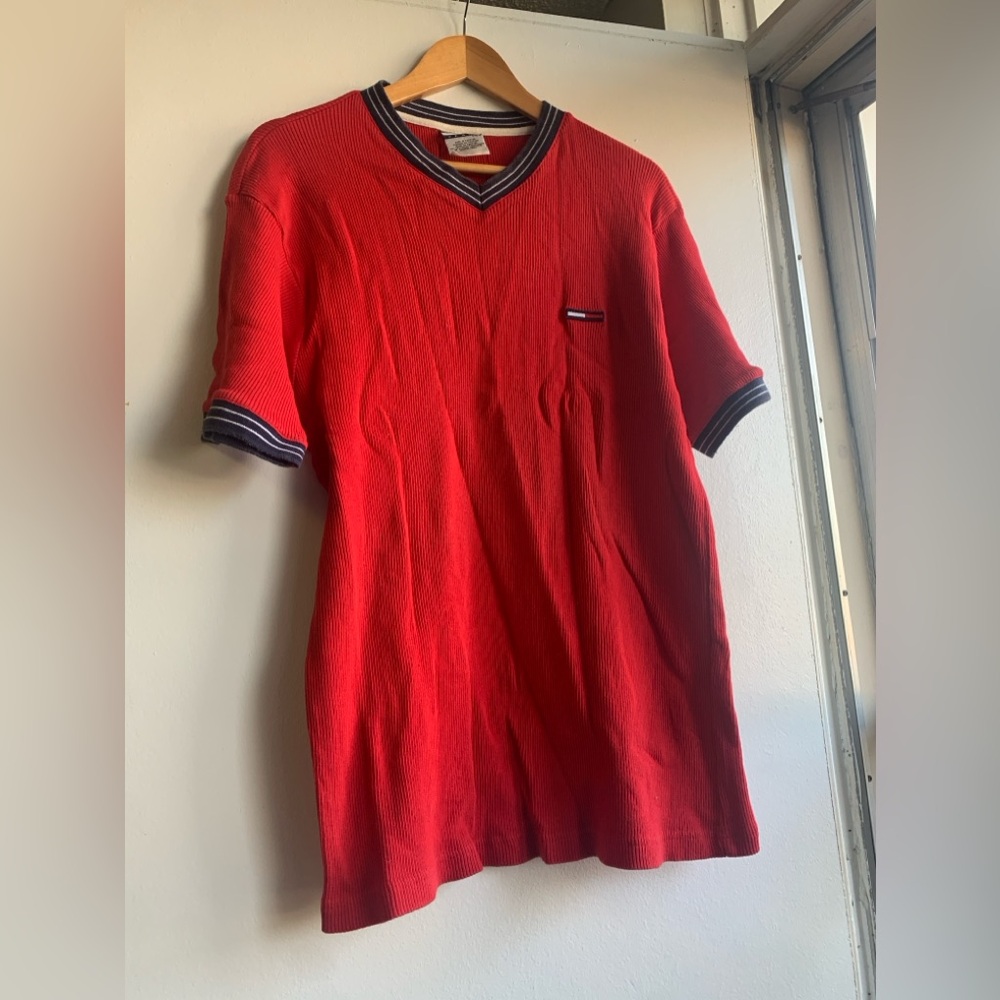 Vintage Mens Tommy Jeans Ribbed T-Shirt size Large